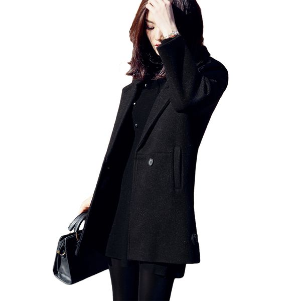 

women's wool & blends vogorsean winter womens coat jacket 2021 regular length woolen winters women coats jackets black