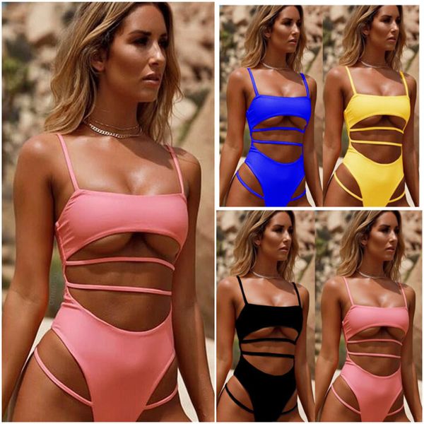 

summer women's one-piece swimsuit europe and the united states fashion bandage bikini swimwear bathing suit