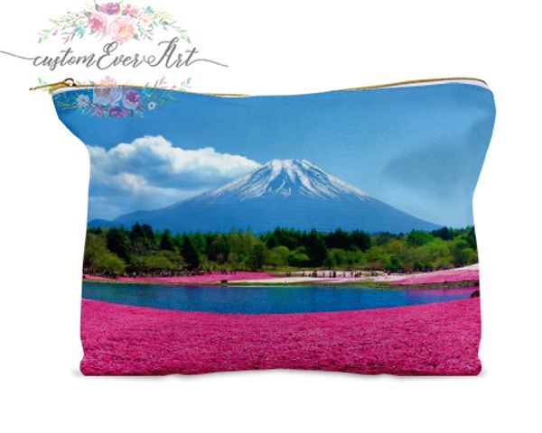 

fuji shibazakura festival cosmetic bag cosmetic case pouch makeup bag cute travel for women gift