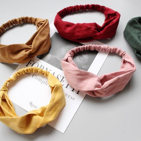 

2019 fashion solid color women girls cross soft elastic headband hair accessories korean style bezel vintage hairbands ornament