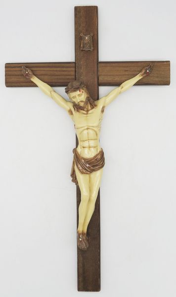 

16.5 inch wall cross crucifix hand painted body of christ on carbonized wood cross resin jesus christ on inri cross home