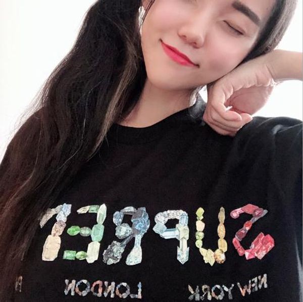 18ss Rocks Tee Rainbow Letter Candy Gemstone Logo Tee Short Sleeve