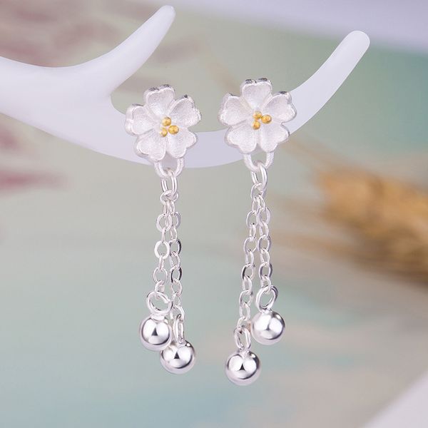 

lism real silver 925 sterling silver 2020 original design long tassel earrings for women elegant daisy flower drop earrings