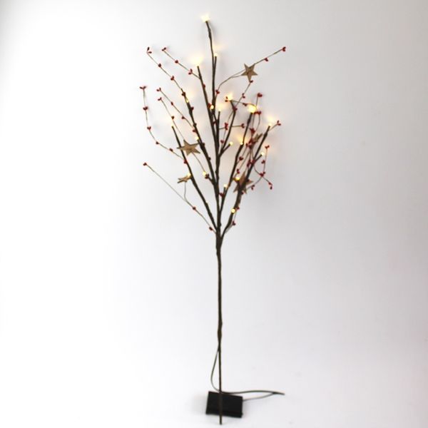 

red pip berries with 20led battery operated led light branch home decor christmas decor