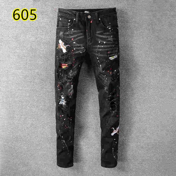 

2019 009 amiri jeans famous brand designer jeans men fashion street wear mens biker jeans man pants, Blue