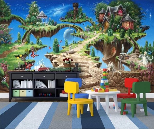 

p wallpaper 3d stereo carton fairy tale castle mural kid's bedroom childern room amusement park backsplash wall paint forest