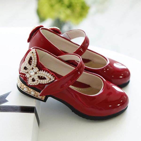 

kids girls shoes bowknot rhinestone leather shoes school girls dress sneakers spring autumn wedding party dress shoe for, Black;grey