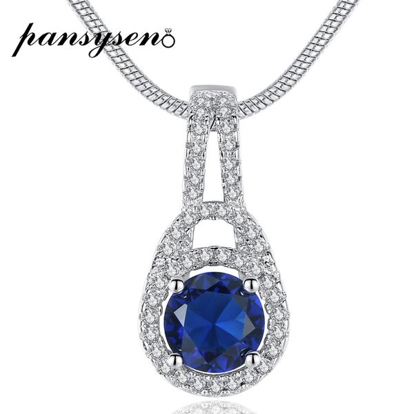 

pansysen стерлингового серебра 925 ожерелья для женщин замок дизайн сапфир gemtone ожерелье классические свадебные подарки, Silver