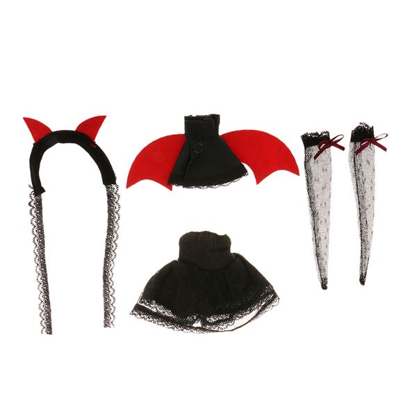

devilish winged & skirt w/ stockings hair band set for 1/6 bjd sd dolls