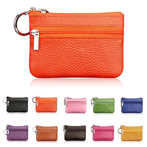 

2019 women leather coin purse key holder zip wallet pouch bag purse new men soft genuine card holder #w, Red;black