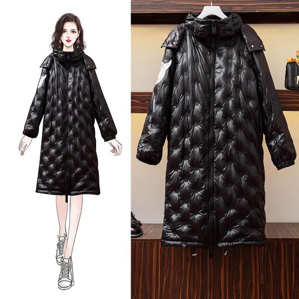 

style dress high-quality goods that turn over season white duck down jacket, Black