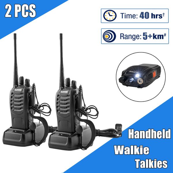 

2pcs baofeng bf-888s walkie talkie two way radio 16ch 5w 400-470mhz portable handheld radio set 1500mah for hunting radio item
