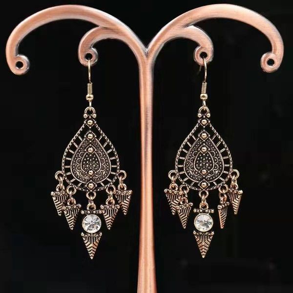 

vintage water drop dangle earrings for women luxury designer bohemian style diamond dangling earrings boho ethnic earring jewerly love gift, Silver