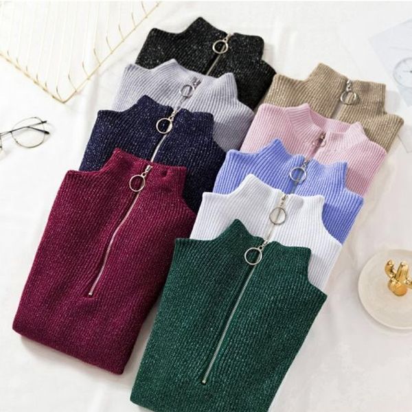 

2019 new arrived autumn winter children's knitted long sleeve clothes bottoming shirt students teenagers half collar, Blue
