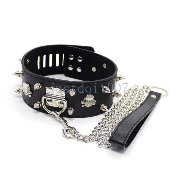 

game kinky rivet spiked neck chain sexuelstoys 562ajouets for leather couple leash adults restraints skull collar duddp