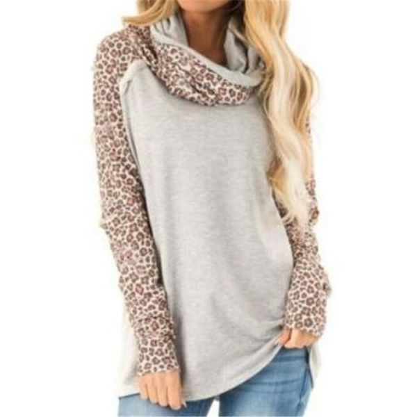 

2019 fashion autumn women leopard blouse ladies long sleeve cotton loose tunic blouse woman's casual shirt females new, White