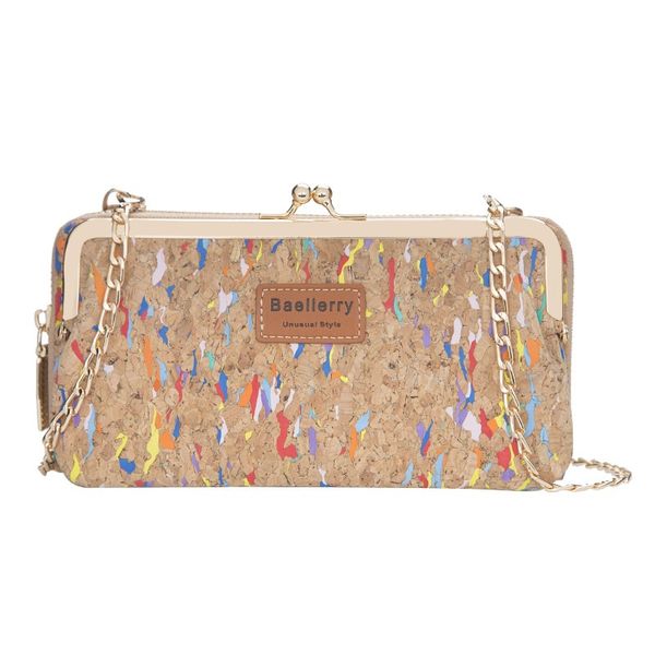 

new women cellphone bag retro wood grain chain shoulder bag fashion daily use card holder small female printed zipper wallet