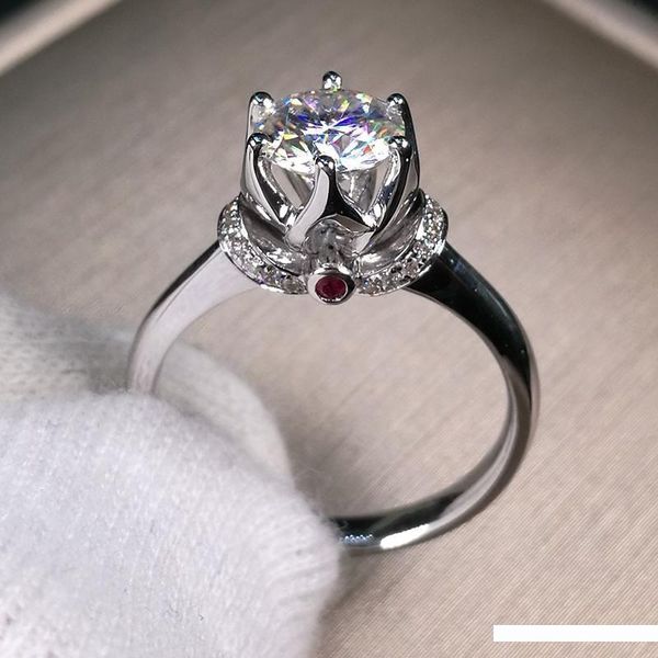 

925 sterling silver ring муассанит корона стиль муассанита ring lab ювелирные изделия с бриллиантами романтический anniversary, Golden;silver