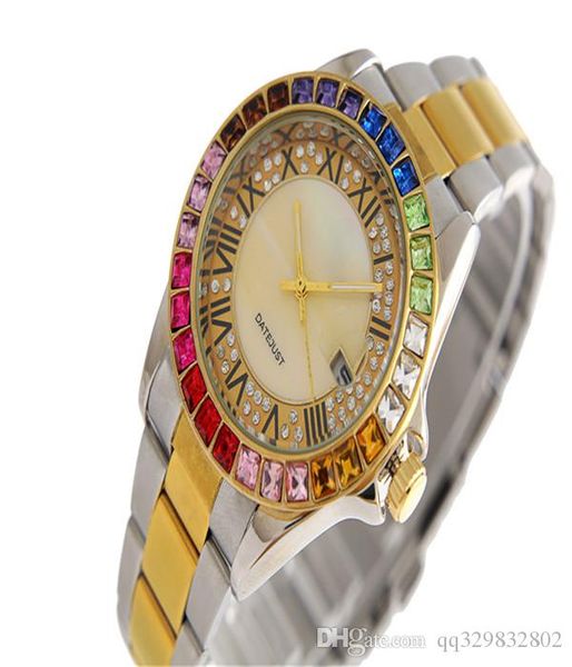 

luxury bracelet ladies womens designer watches full diamond watch gold dress fashion brand digital dial crystal bezel rhinestone wristwatch, Slivery;brown