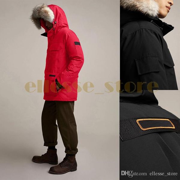 

2020 winter down parka canada fourrure doudoune homme chaquetas big fur bear international manteau de fourrure des hommes jacket coat hiver, Black