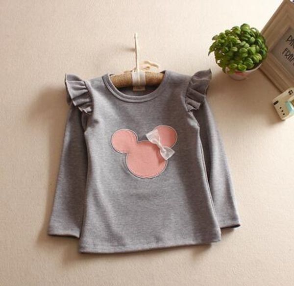 

2019 spring autumn new style the girl cartoon embroidered style fashion long sleeve t-shirt children clothes, White;black