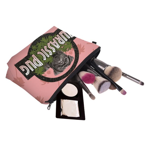 

jurassic pug cosmetic bag women makeup bag pencil case trousse de maquillage pencil bags necessaire dropshipping
