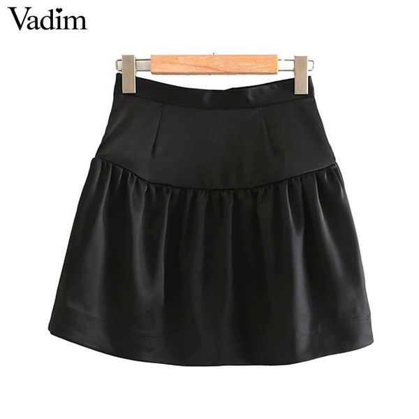 

vadim womem basic solid mini skirt side zipper a line european style female cozy casual stylish skirts mujer ba801, Black;gray