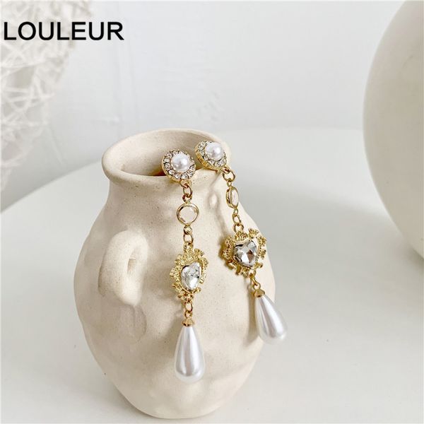 

new elegant rhinestone crystal pendant long pendientes mujer moda fashion simulatd pearl temperament earrings autumn earrings, Silver