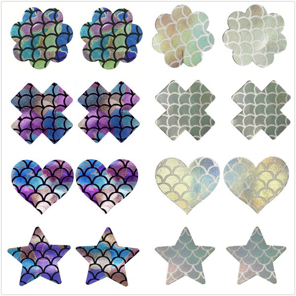 

laser polyester silicone stickers for breast heart/star/cross/flower shape nipple cover disposable pasties bra accessories rra1341