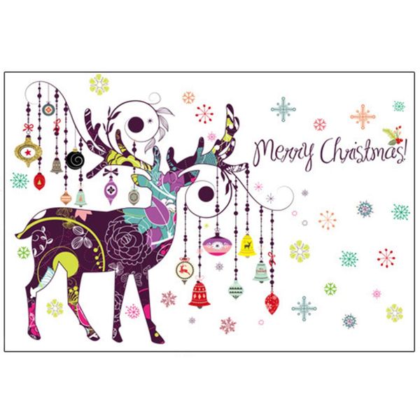 

christmas decoration colorful elk wall stickers store window wall decals new year gift home decor mural
