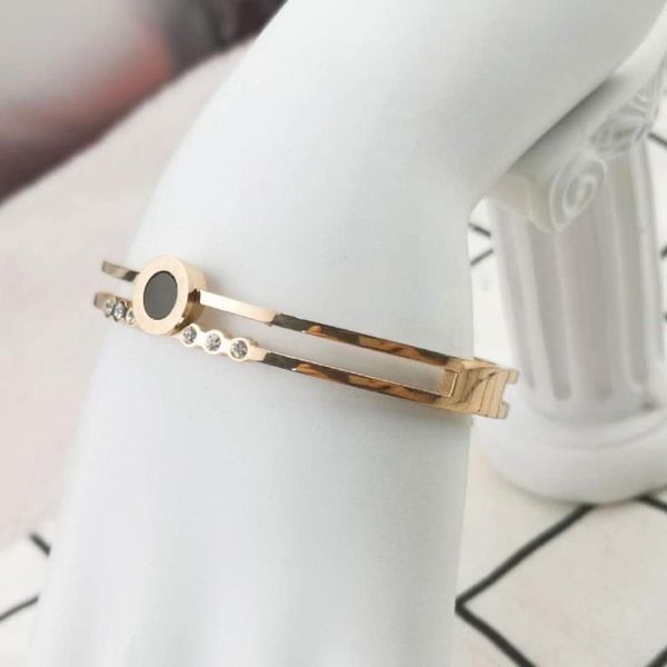 

european and american classic brands woman bangle steel, Black