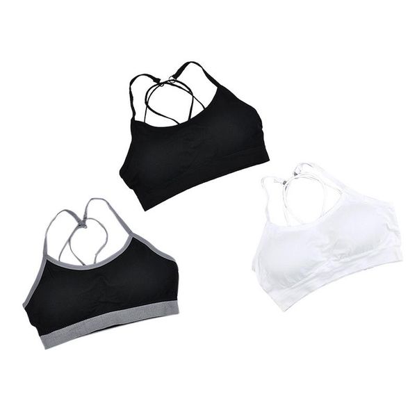 

yoga shockproof running bra without rims ladies underwear beauty back cross straps wrapped chest 1595, White;black
