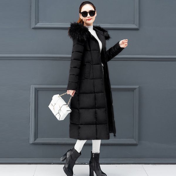 

women's down & parkas women thicken warm outerwear faux fur hooded coat long pocket coats winter jacket oversize 2021, Black