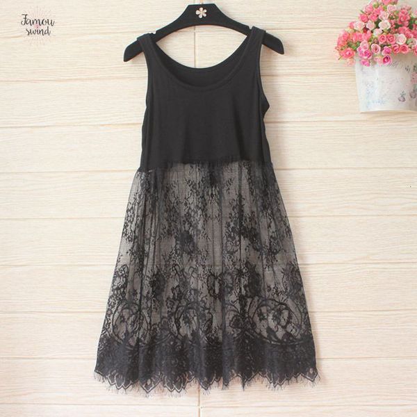 

korean autumn winter lace dress sleeveless bottoming black white casual sleeveless mesh lace see through beach basic women dresses, Black;gray