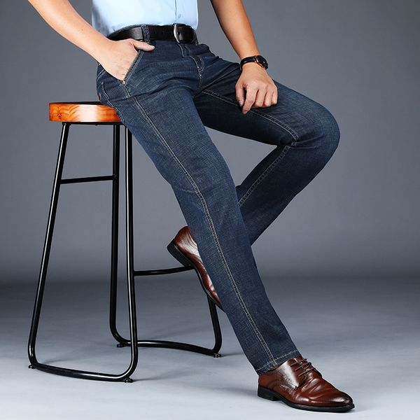

men's jeans male men jean homme denim slim fit pants trousers straight black biker business casual fashion famous, Blue