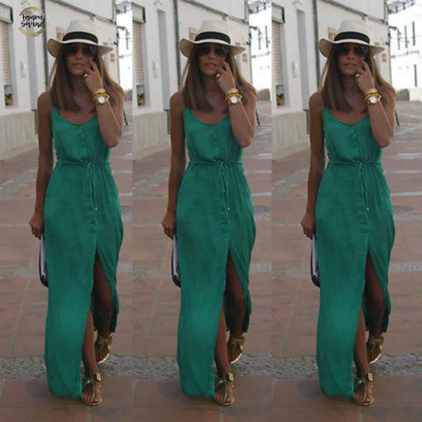

women summer chiffon dresses long maxi boho evening party solid dress sleeveless beach dresses sundress drop shipping, Black;gray