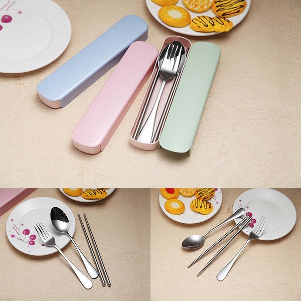 

2019 children tableware set portable travel tableware supply chopsticks fork spoon cutlery set tin box package tc1903012