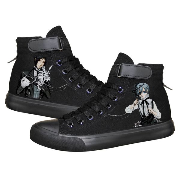 

anime cos black butler ciel sebastian casual ankle canvas shoes hook loop flat plimsolls duck shoes sneakers