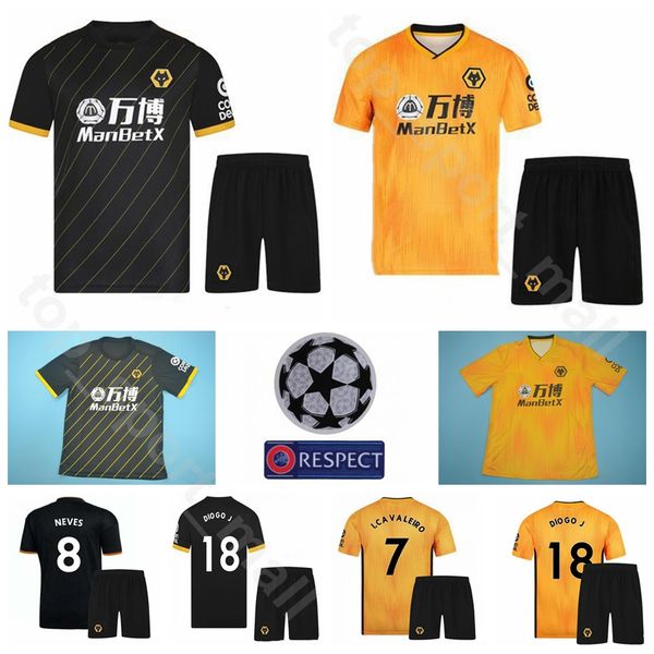 

Wolverhampton Wanderers 2019 2020 Soccer 9 Raul Jimenez Jersey Set 8 Ruben Neves 18 Diogo Jota 7 Ivan Cavaleiro Football Shirt Kits Uniform
