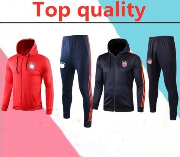 

bayern muller 2019 2020 lewandowski soccer tracksuit training jacket 18-19 robben dybala football hooded jacket, Black