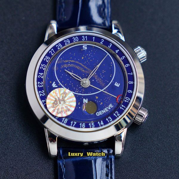 

jh super complication timepiece 6102p-001 5102pr starry sky dial pearl tuo automatic mens watch silver steel case leather designer watches, Slivery;brown