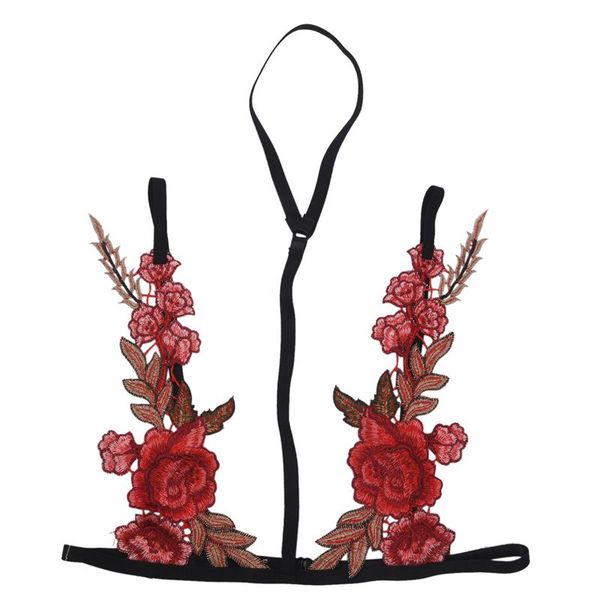 

women 3d embroidered lace flower underwear black, Red;black