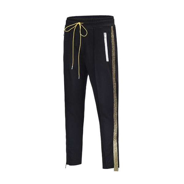 

mens jogger vintage men side striped fashion joggers sweatpants elastic waist casual vintage straight pants high street asian size m-2xl, Black