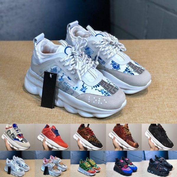 

New chain reaction men women luxury de igner hoe brand fa hion trainer neaker ca ual hoe with du t bag 36 45
