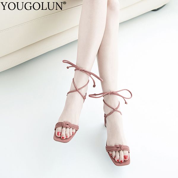 

women cross strap sandals new arrived lady summer open toe casual shoes c177 square heel fashion woman lace up black pink sandal