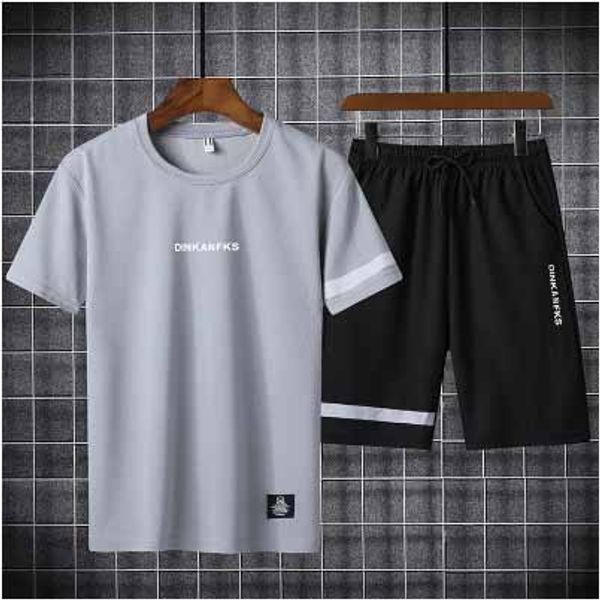 

mens sport suits summer casual sets mens designer two-pieces youth fashion sports clothing 2020 new solid color short ng, Gray