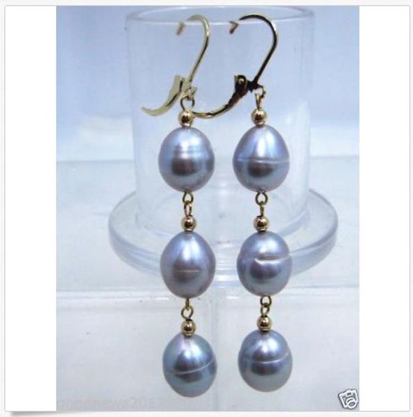 

new 11x13mm gray south sea pearl earrings 14k gold, Silver