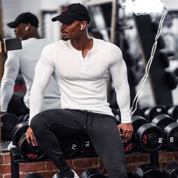 

sports spring autumn crew neck long sleeve tshirts casual slim mens tees mens designer solid, White;black