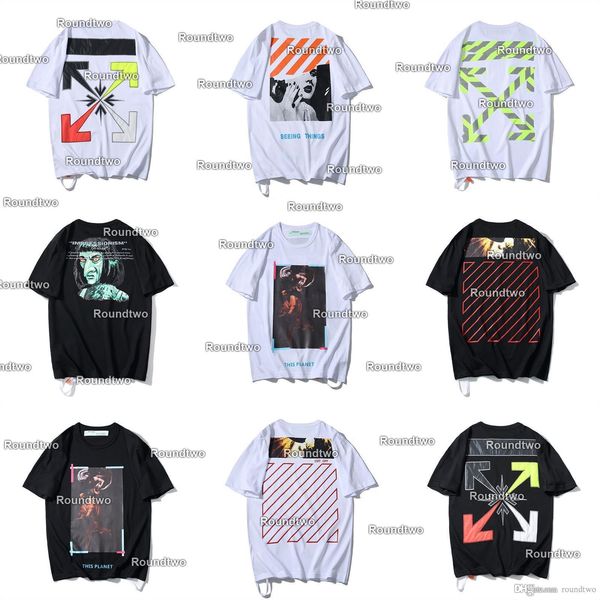 

горячие 20ss arrow печать 3m отражательных mens конструктора футболки off мужских модельер футболка белых короткий рукав m-xxl, White;black