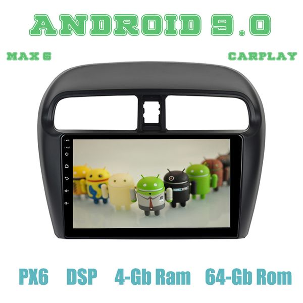 

9" ips px6 android 9.0 car gps radio player for mitsubishi mitsubishi mirage gt g4 with dsp 4+64gb auto stereo multimedia car dvd
